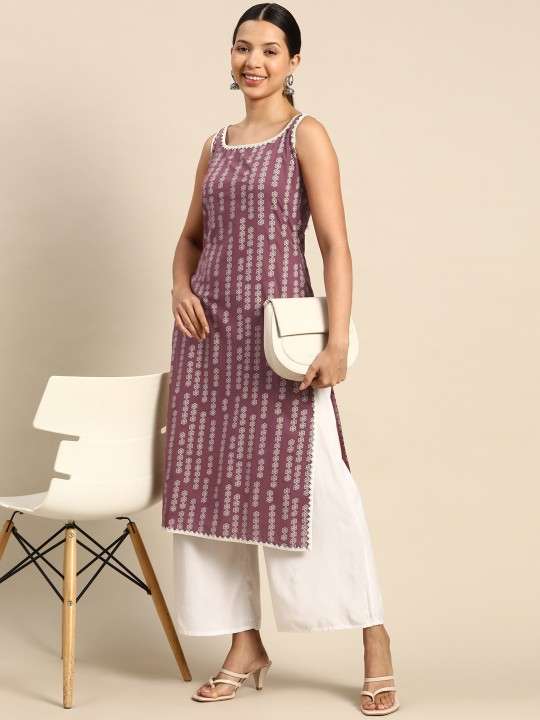 Women's Rayon Printed Straight Kurti With Pant Set - Image 4